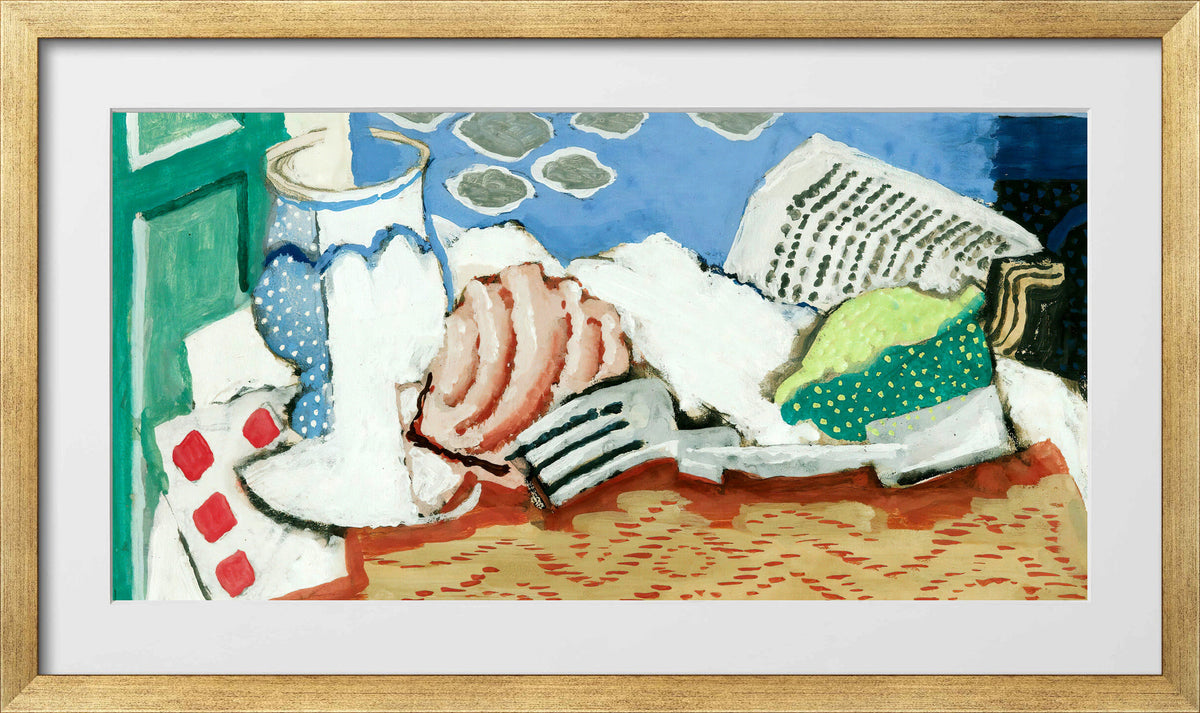Louis Marcoussis Print, Nature Morte Au Journal (circa 1925) in a gold frame