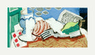 Louis Marcoussis Print, Nature Morte Au Journal (circa 1925) with an off-white border for rolled canvas