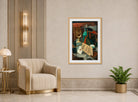 Louis Marcoussis Print, Nature Morte Au Menu Et Au Siphon (circa 1920) displayed in an Art Deco interior