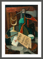 Louis Marcoussis Print, Nature Morte Au Menu Et Au Siphon (circa 1920) in a dark grey frame