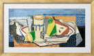 Louis Marcoussis Print, Nature morte au verre et à la poire (1920) in a gold frame