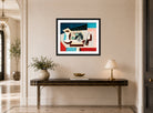 Louis Marcoussis Print, Nature Morte Aux Grenades Et Couteau Sur Un Guéridon (circa 1925) displayed above a console table