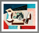 Louis Marcoussis Print, Nature Morte Aux Grenades Et Couteau Sur Un Guéridon (circa 1925) in a light grey frame