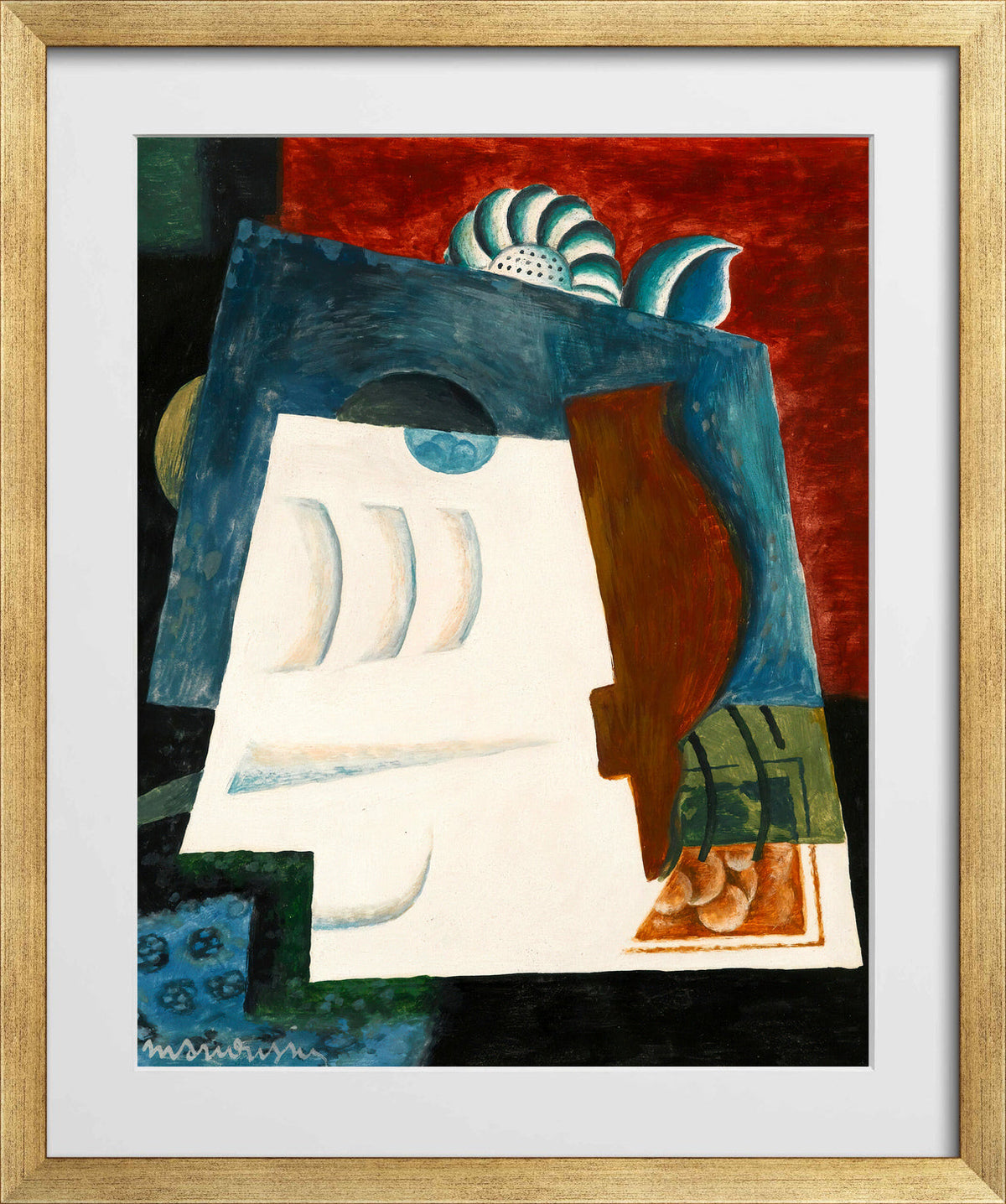 Louis Marcoussis Print, Nature Morte Avec Enveloppe in a gold frame