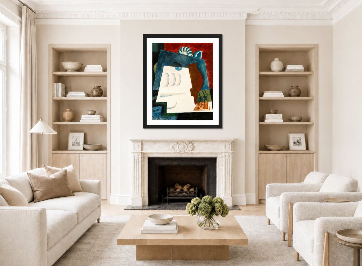 Louis Marcoussis Print, Nature Morte Avec Enveloppe displayed in a Scandinavian living room