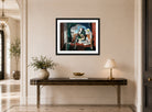 Louis Marcoussis Print, Night Café displayed above a console table