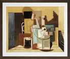 Louis Marcoussis Print, Personnage Assis À Une Table Ronde in a brown frame