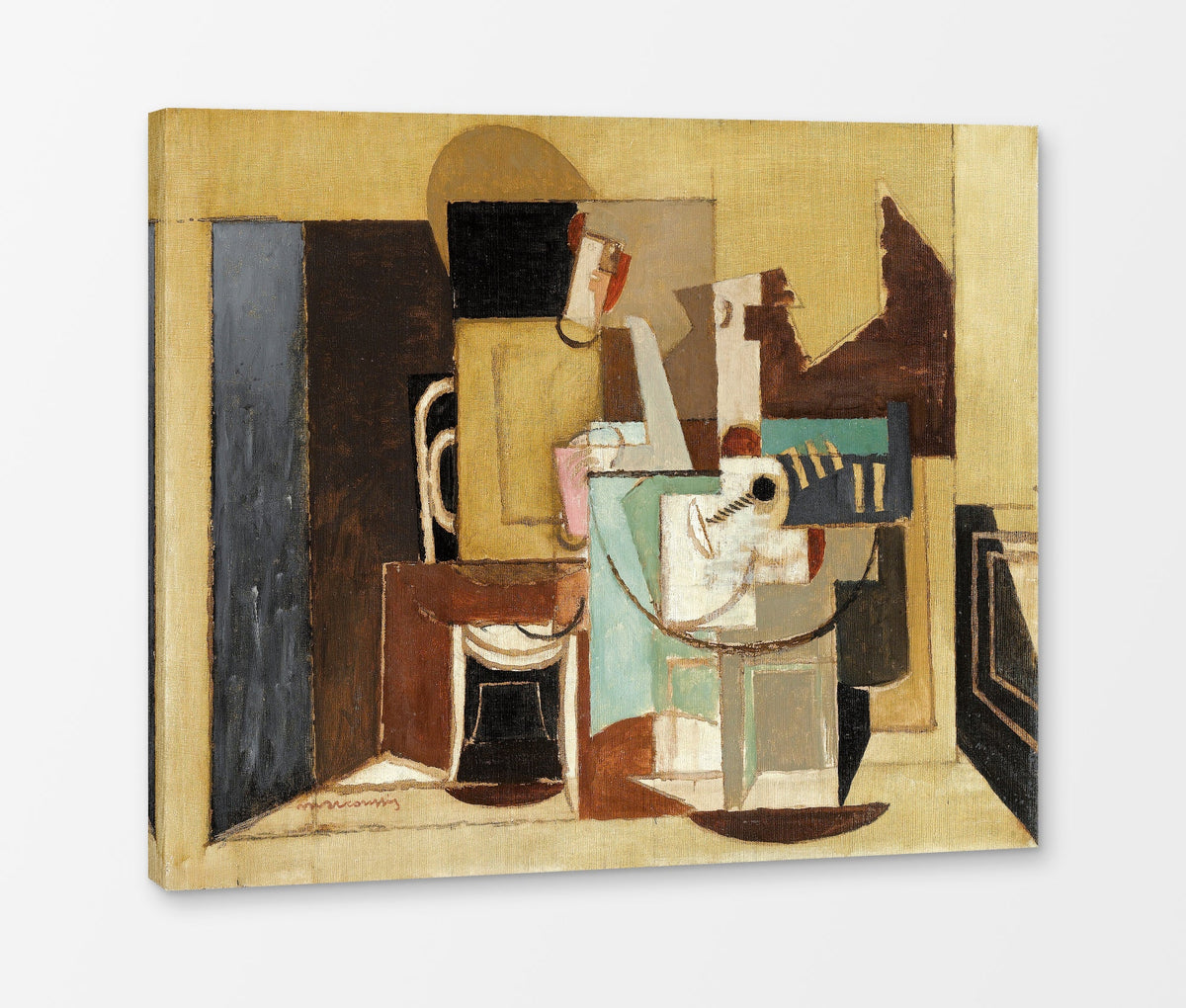 Louis Marcoussis Print, Personnage Assis À Une Table Ronde as a ready-to-hang canvas panel
