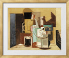 Louis Marcoussis Print, Personnage Assis À Une Table Ronde in a gold frame