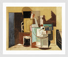 Louis Marcoussis Print, Personnage Assis À Une Table Ronde in a white frame