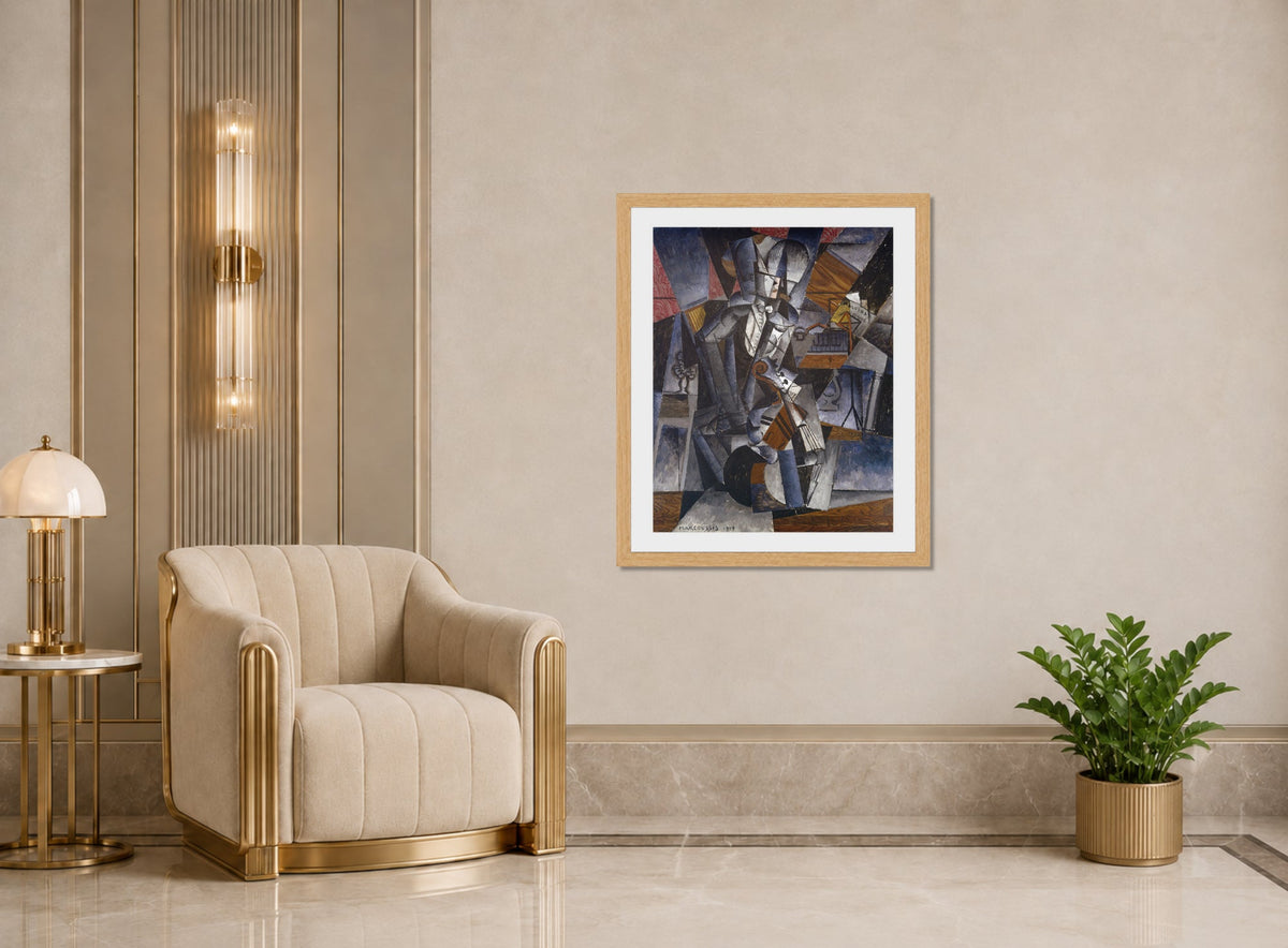 Louis Marcoussis Print, The Musician (1914) displayed in an Art Deco interior