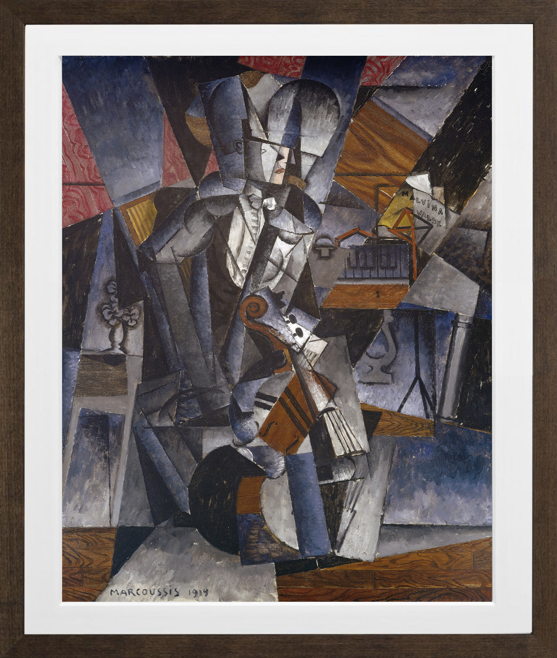 Louis Marcoussis Print, The Musician (1914) in a brown frame