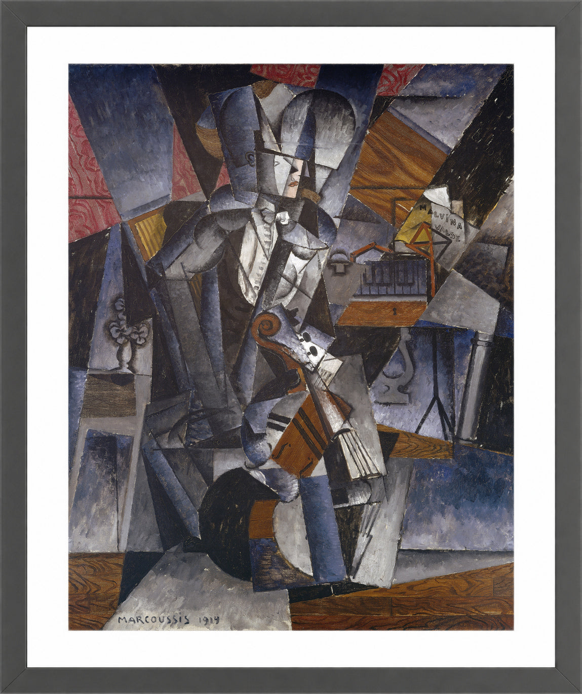 Louis Marcoussis Print, The Musician (1914) in a dark grey frame