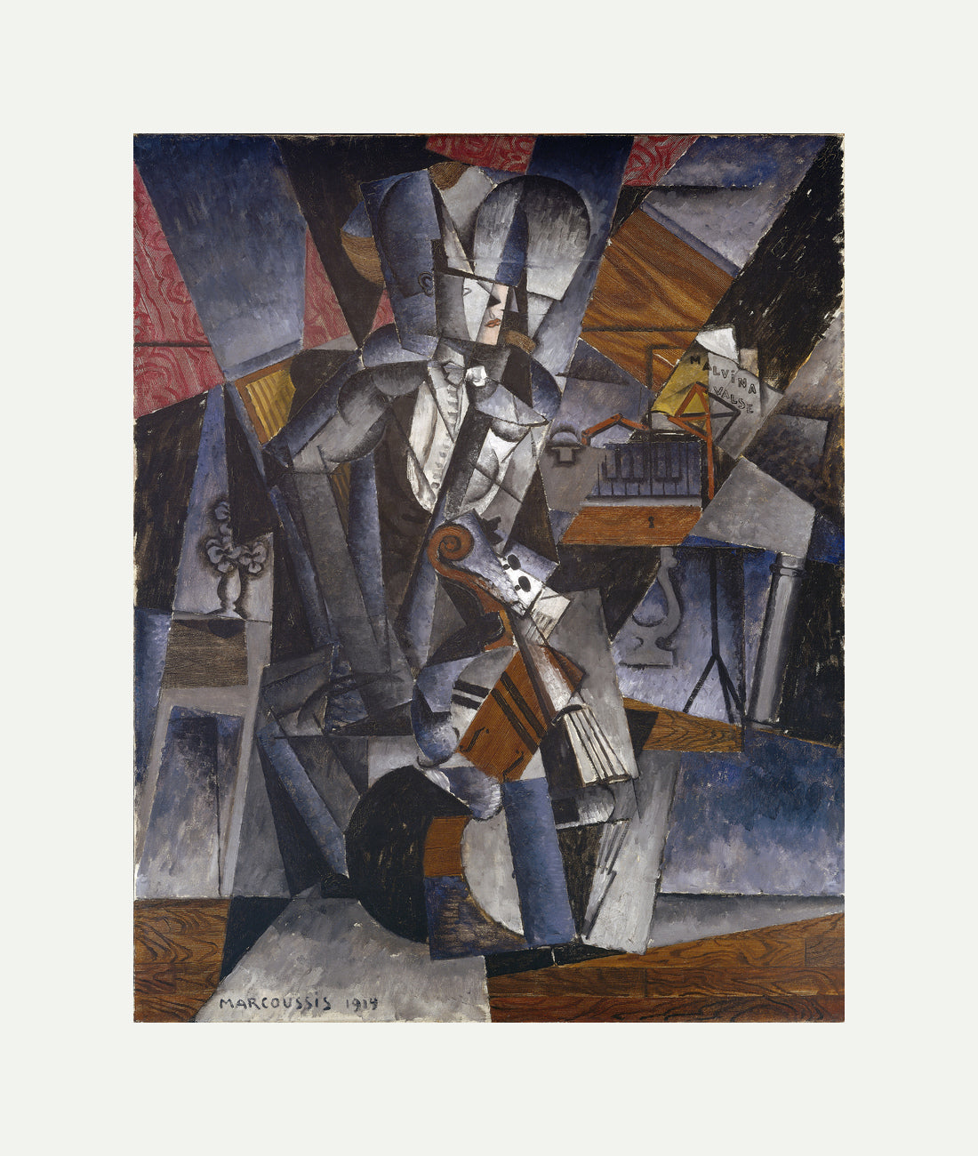 Louis Marcoussis Print, The Musician (1914) with an off-white border for rolled canvas
