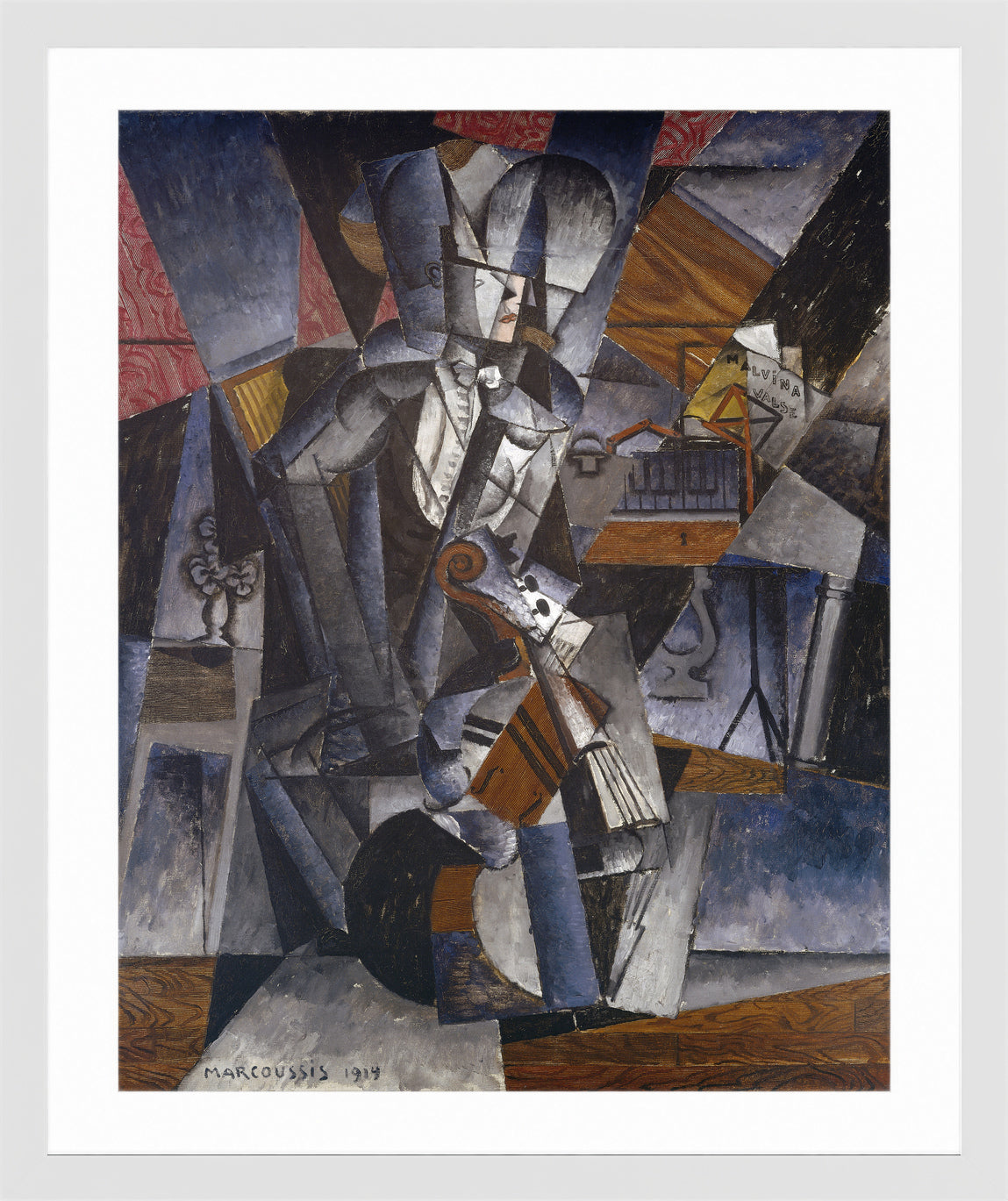 Louis Marcoussis Print, The Musician (1914) in a white frame
