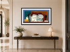 Louis Marcoussis Print, Verre Et Violon displayed above a console table