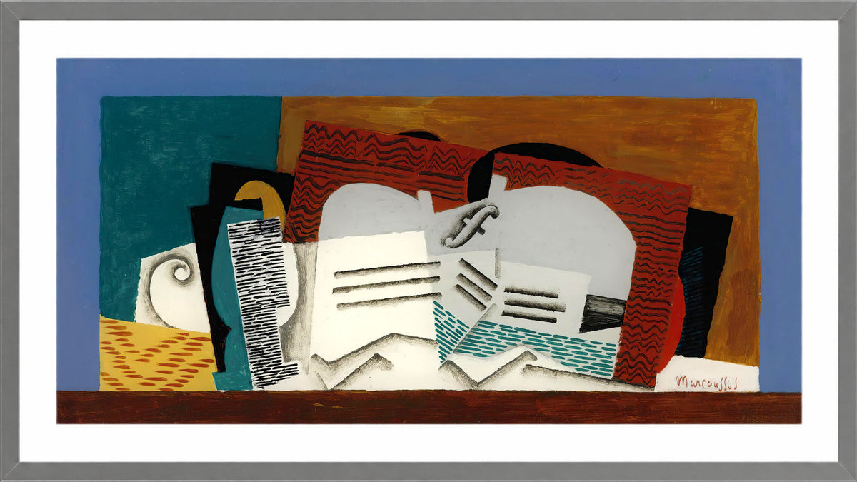 Louis Marcoussis Print, Verre Et Violon in a light grey frame