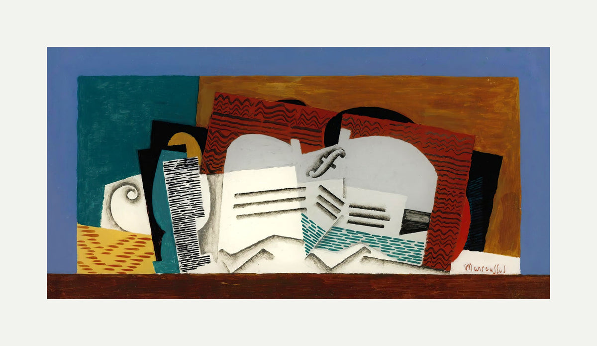 Louis Marcoussis Print, Verre Et Violon with an off-white border for rolled canvas