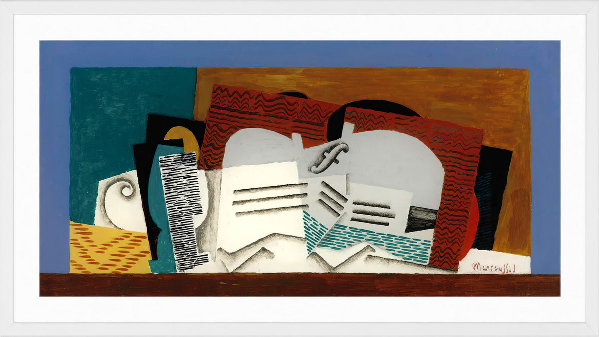 Louis Marcoussis Print, Verre Et Violon in a white frame