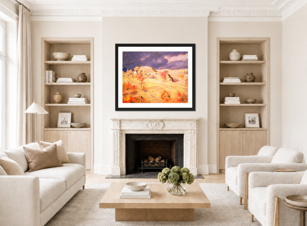 Louis Michel Eilshemius Print, Approaching Storm — living room roomset