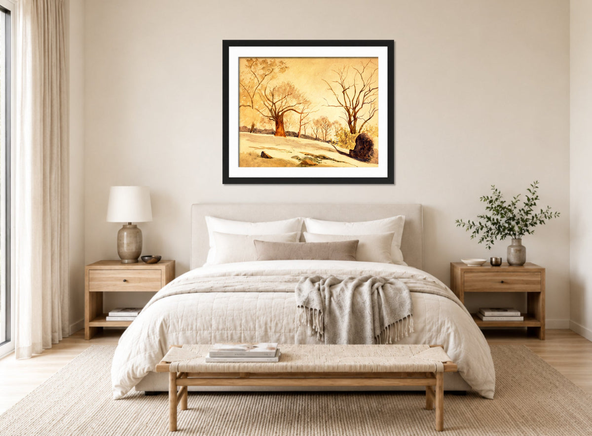 Louis Michel Eilshemius Print, Autumn Landscape — Bare Trees and Snow — bedroom