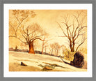 Louis Michel Eilshemius Print, Autumn Landscape — Bare Trees and Snow — light grey frame