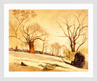 Louis Michel Eilshemius Print, Autumn Landscape — Bare Trees and Snow — white frame