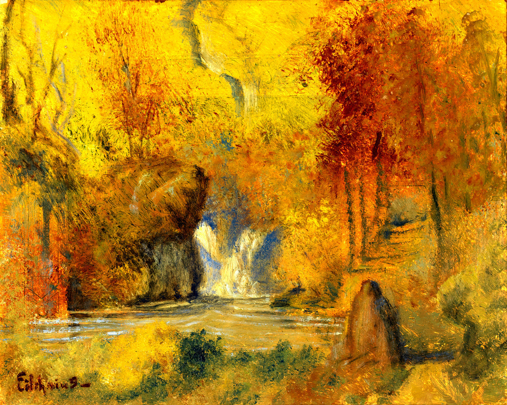 Louis Michel Eilshemius Print, Autumn Landscape — Woodland Waterfall — unframed