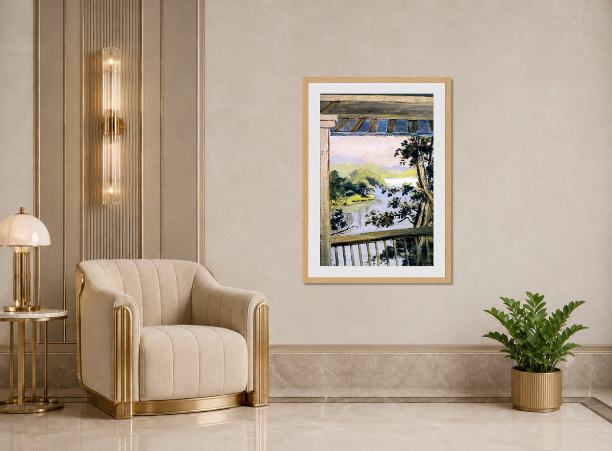 Louis Michel Eilshemius Print, Balcony, Delaware Water Gap — art deco roomset