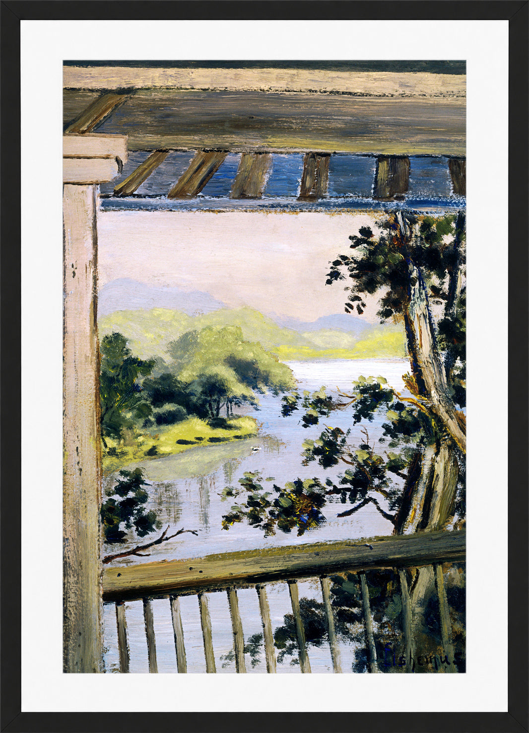 Louis Michel Eilshemius Print, Balcony, Delaware Water Gap — black frame