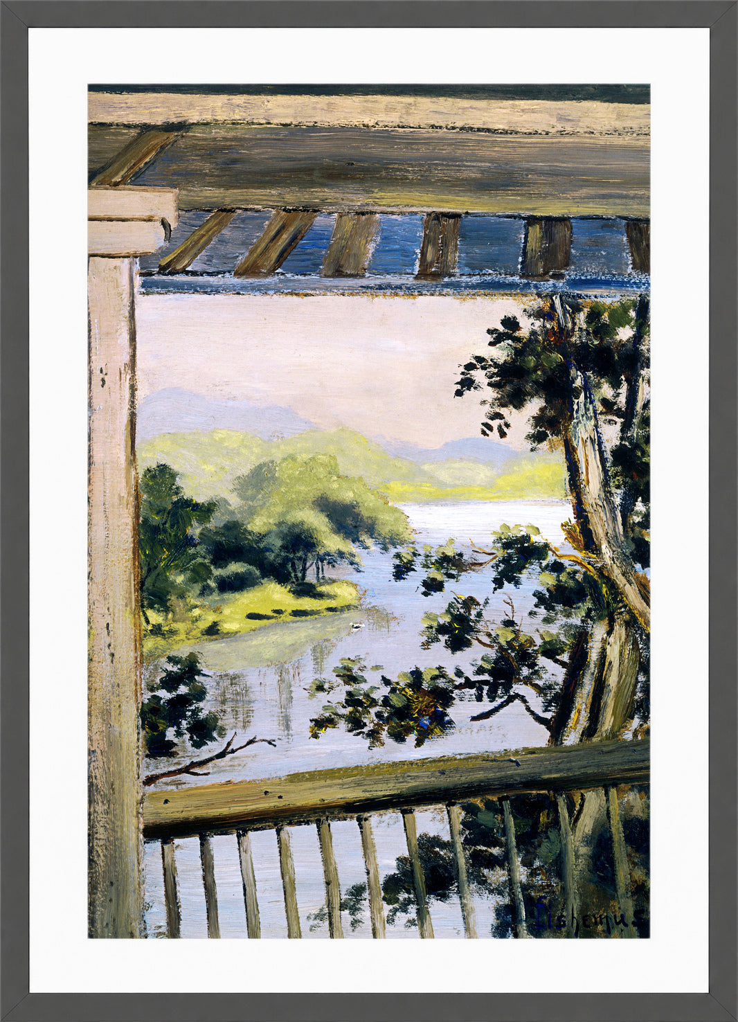Louis Michel Eilshemius Print, Balcony, Delaware Water Gap — dark grey frame
