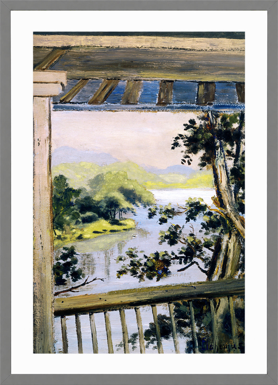 Louis Michel Eilshemius Print, Balcony, Delaware Water Gap — light grey frame