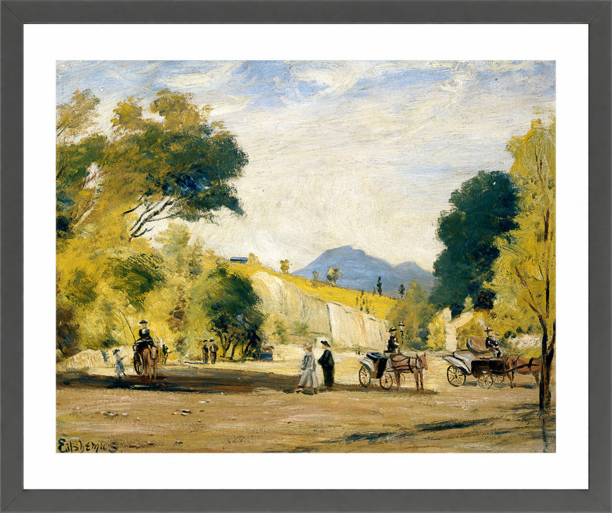 Louis Michel Eilshemius Print, Cabs for Hire — dark grey frame