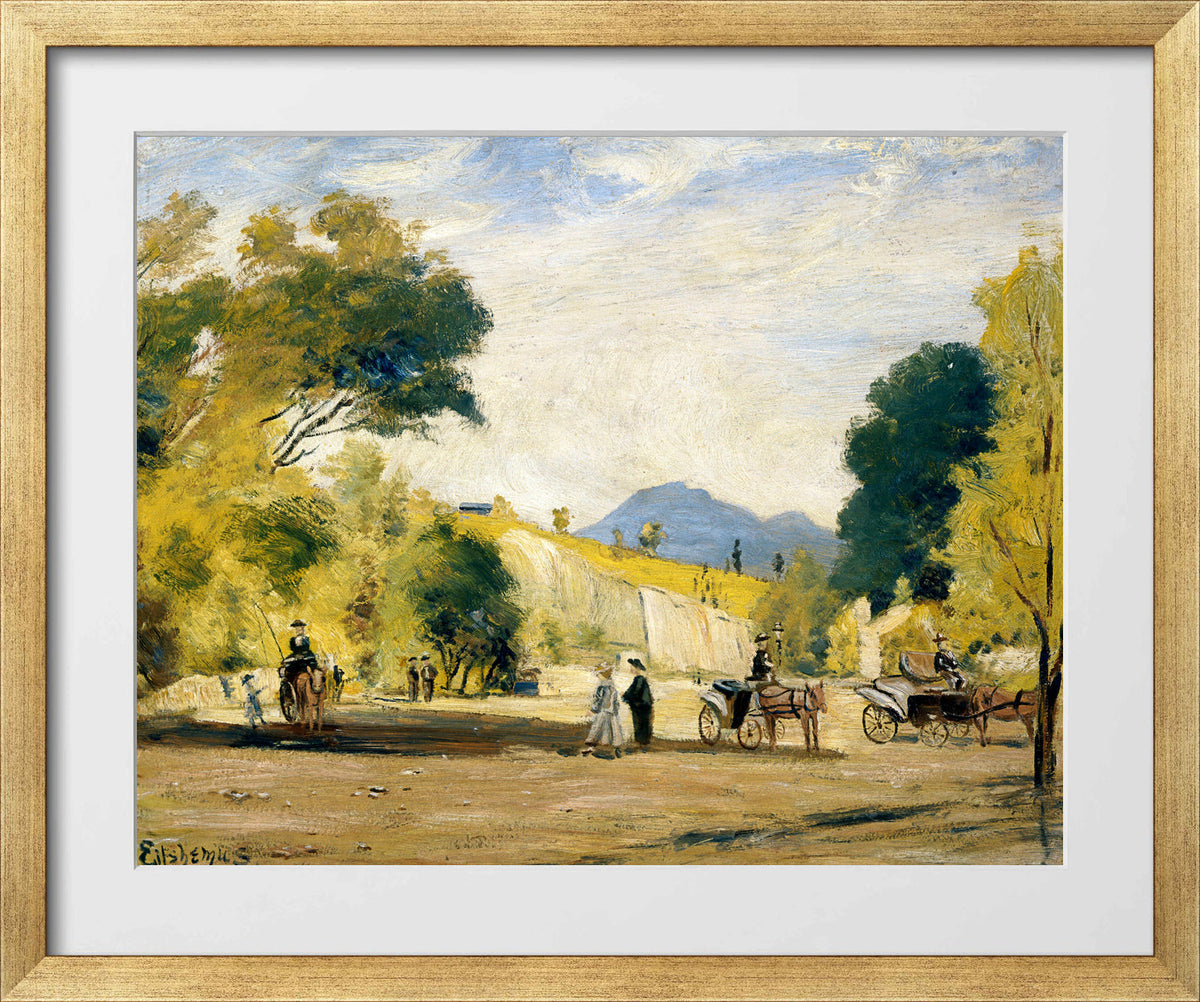 Louis Michel Eilshemius Print, Cabs for Hire — gold frame
