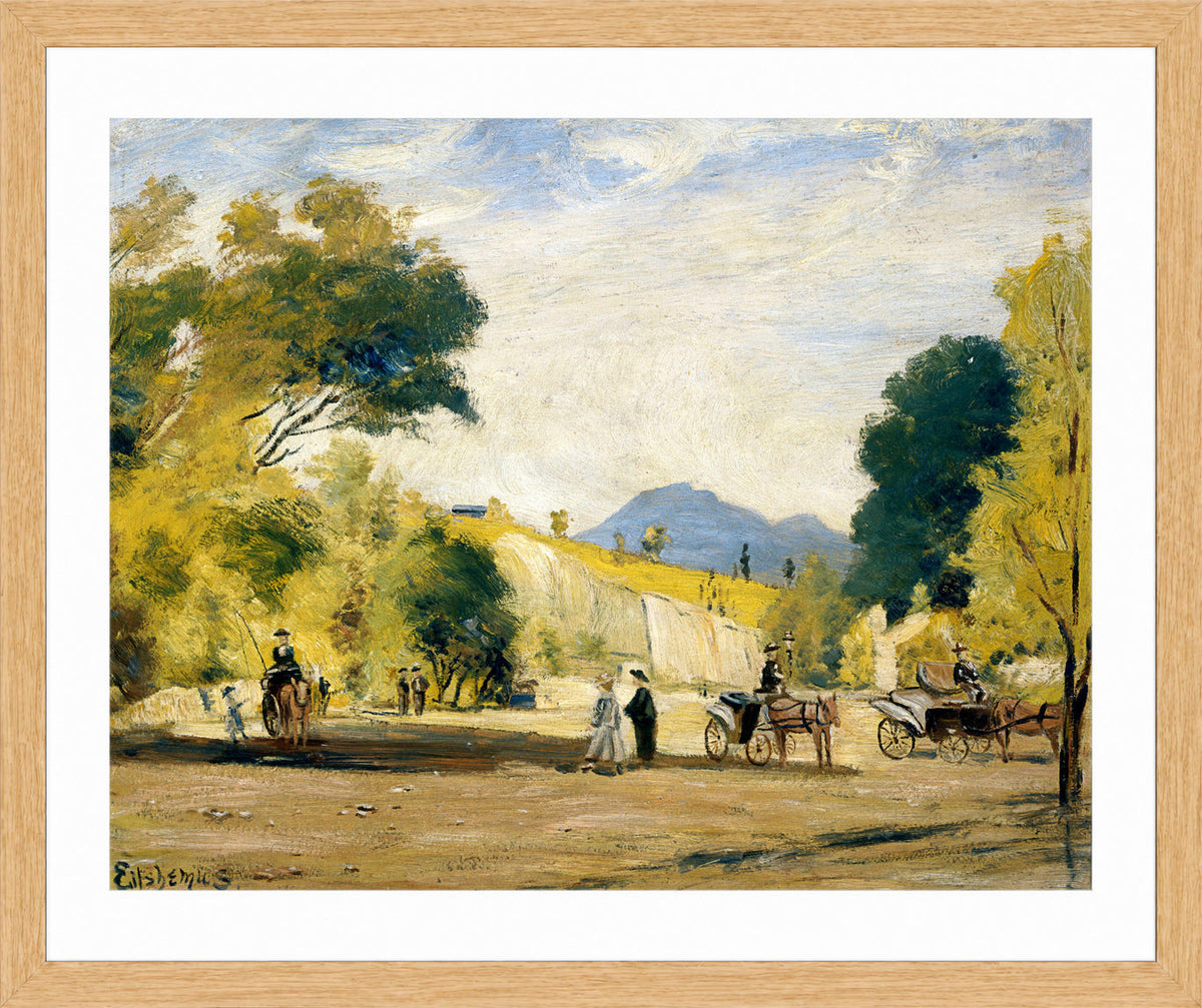 Louis Michel Eilshemius Print, Cabs for Hire — oak frame