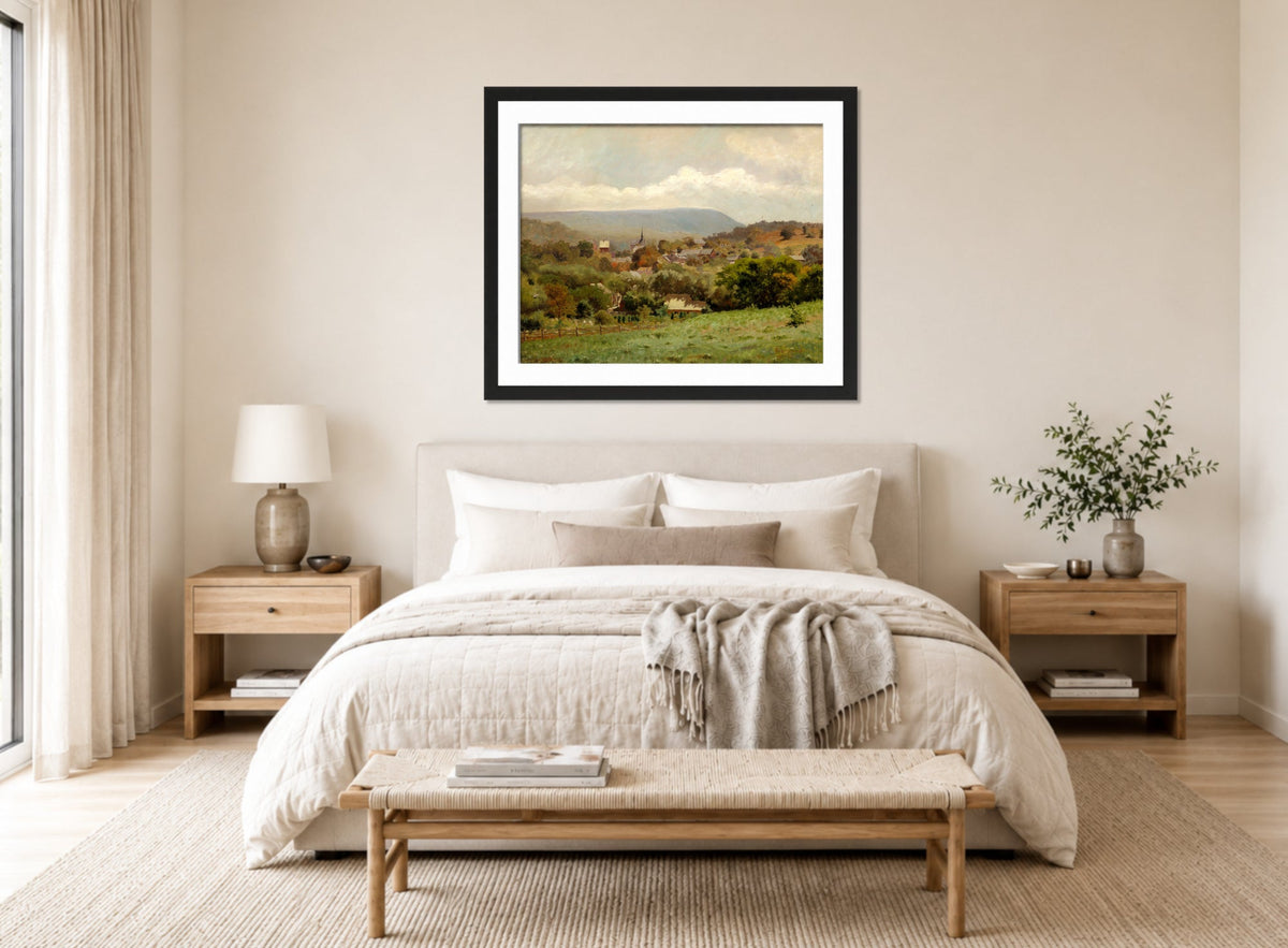 Louis Michel Eilshemius Print, Delaware Water Gap Village (circa 1886) — bedroom