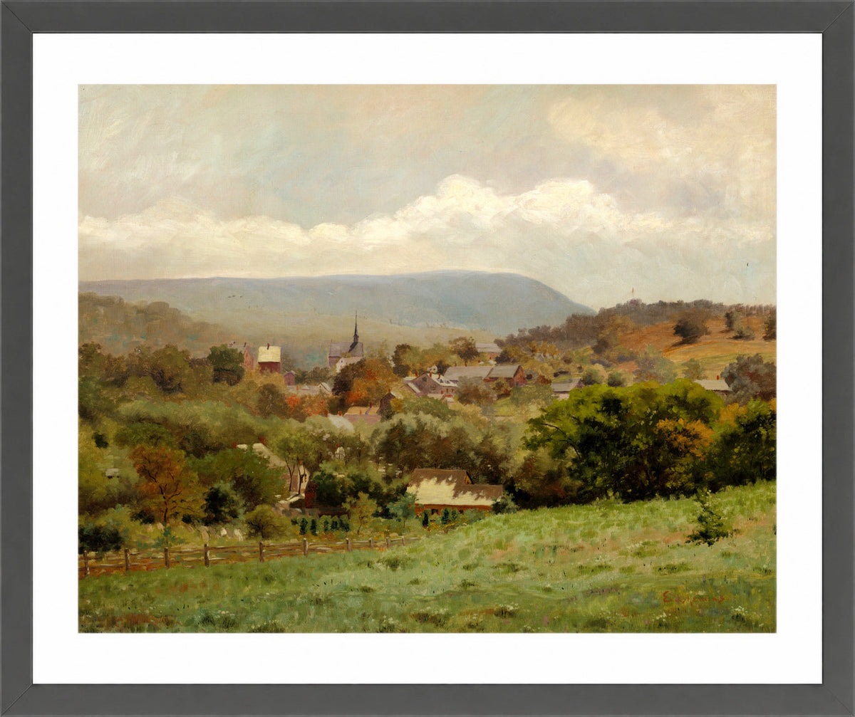 Louis Michel Eilshemius Print, Delaware Water Gap Village (circa 1886) — dark grey frame