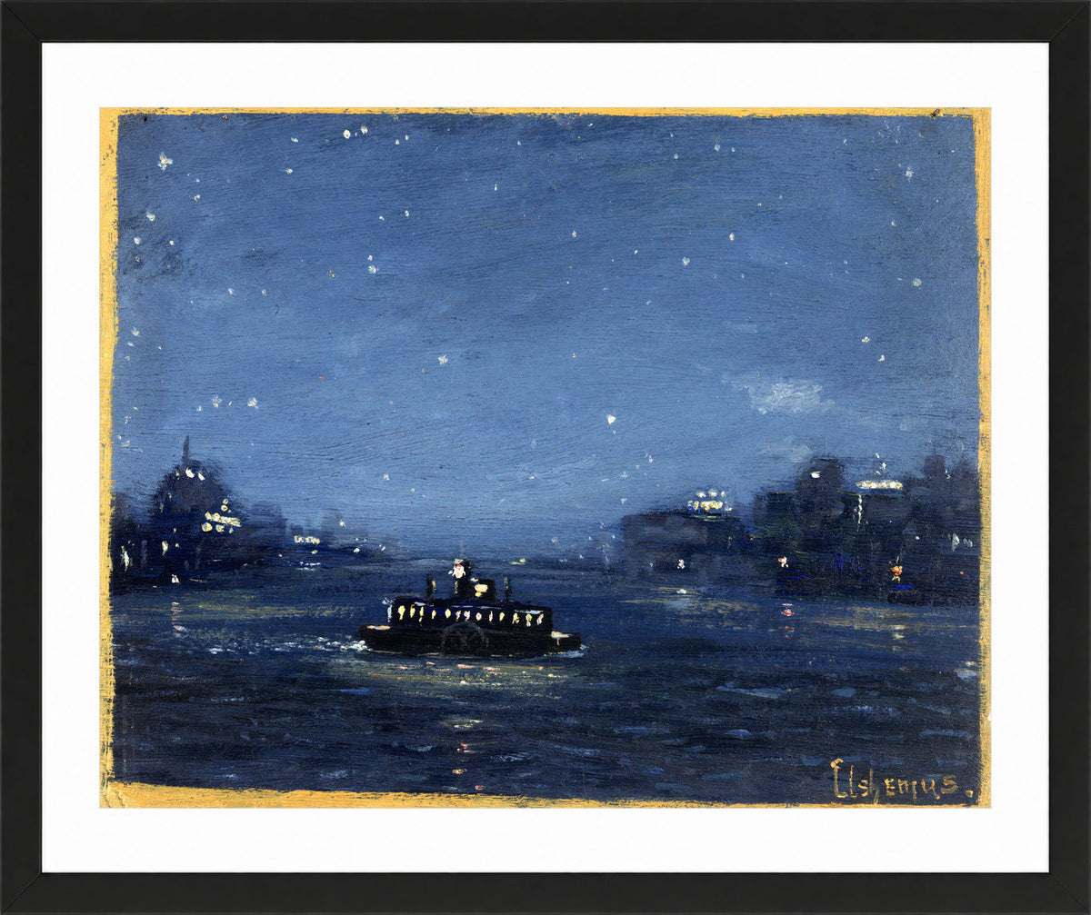 Louis Michel Eilshemius Print, Ferryboat at Night — black frame