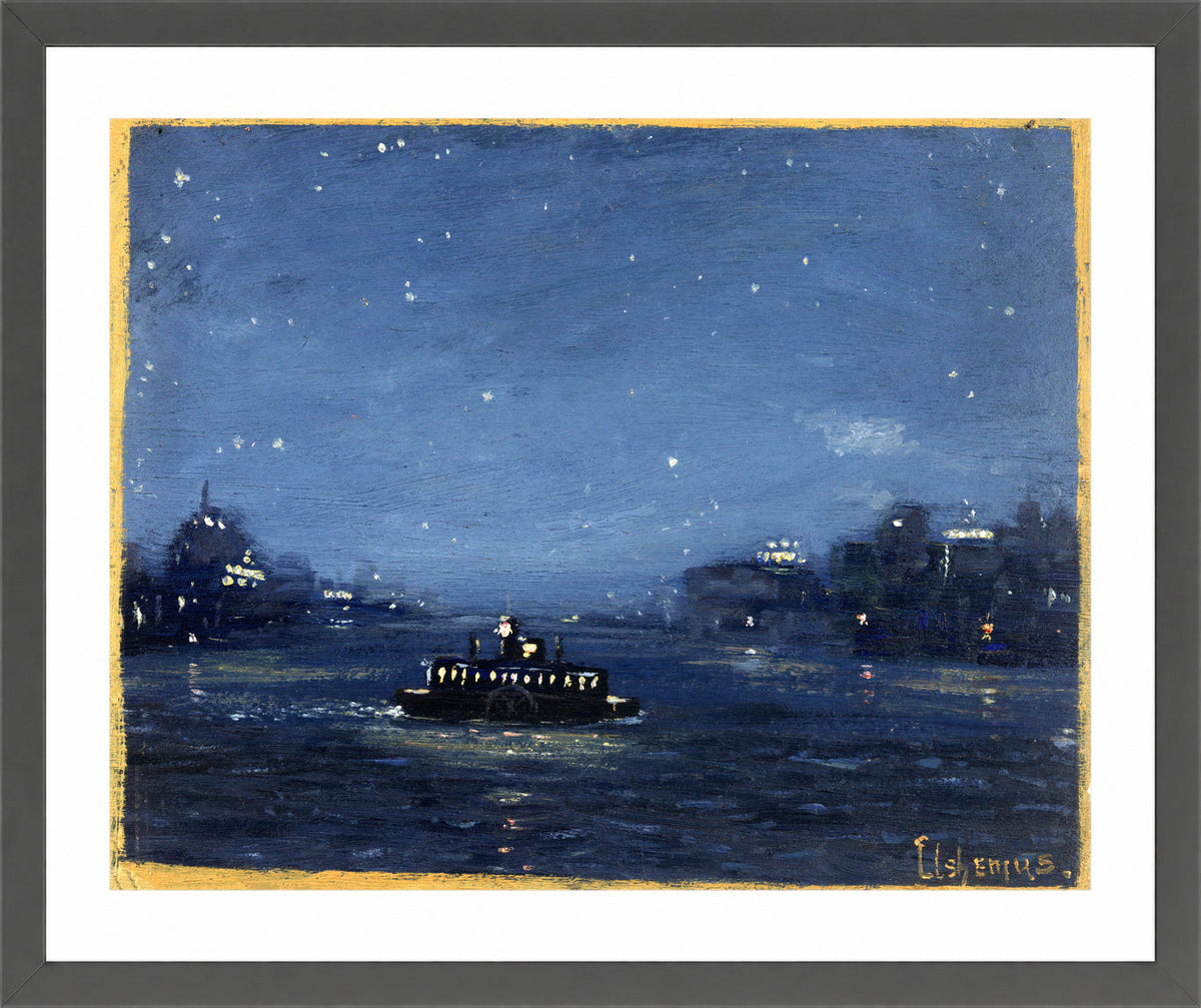 Louis Michel Eilshemius Print, Ferryboat at Night — dark grey frame