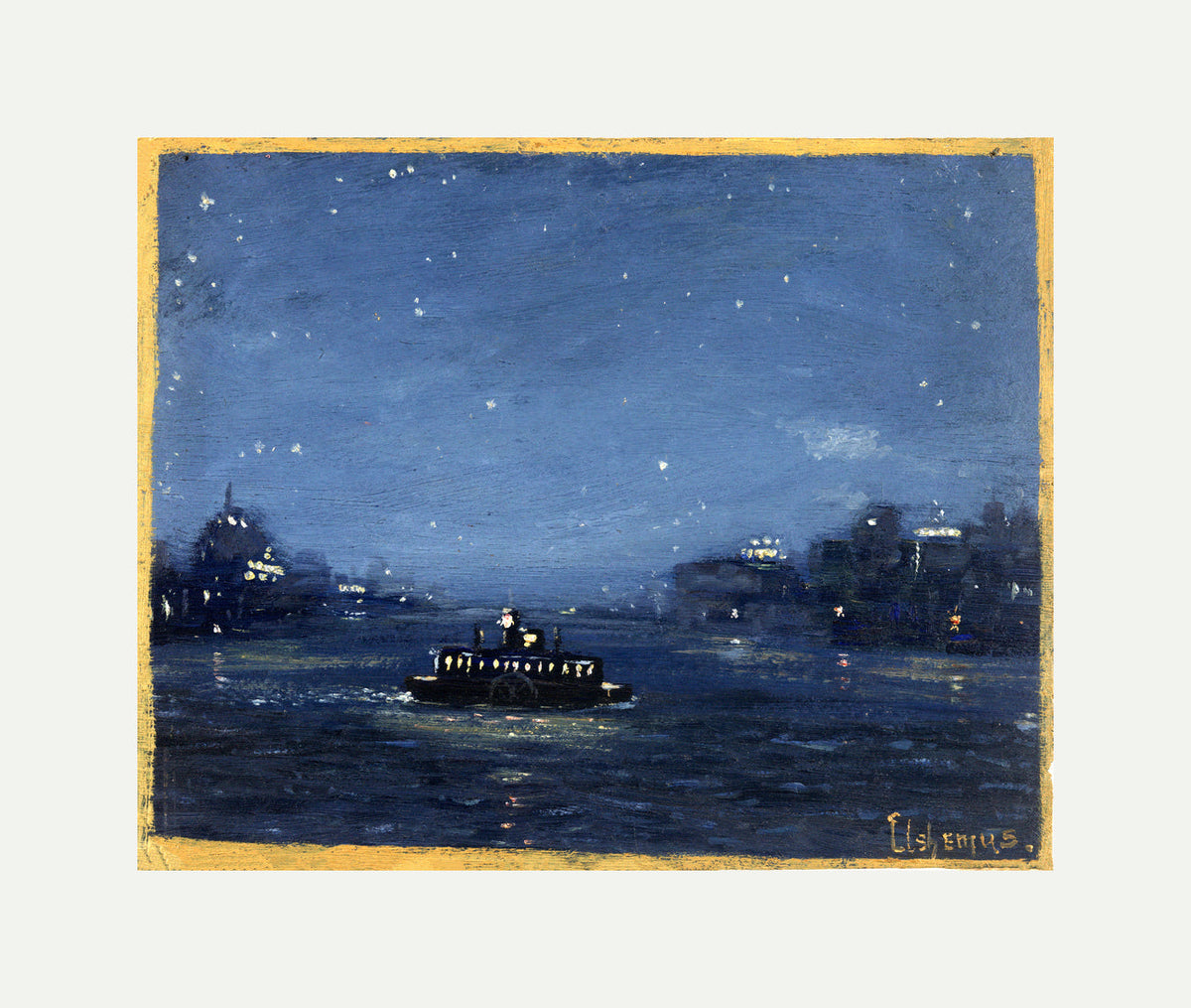 Louis Michel Eilshemius Print, Ferryboat at Night — rolled canvas