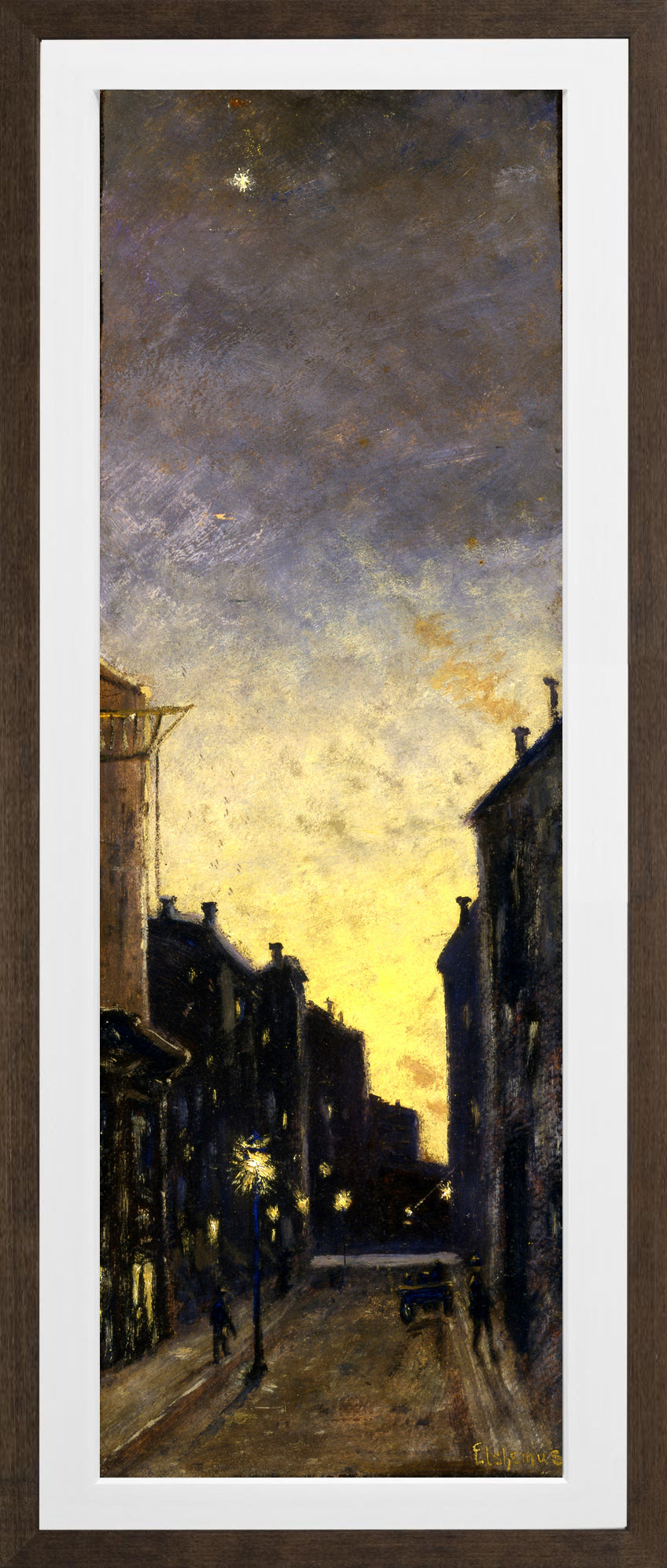 Louis Michel Eilshemius Print, Fifty-Seventh Street (1908) — brown frame