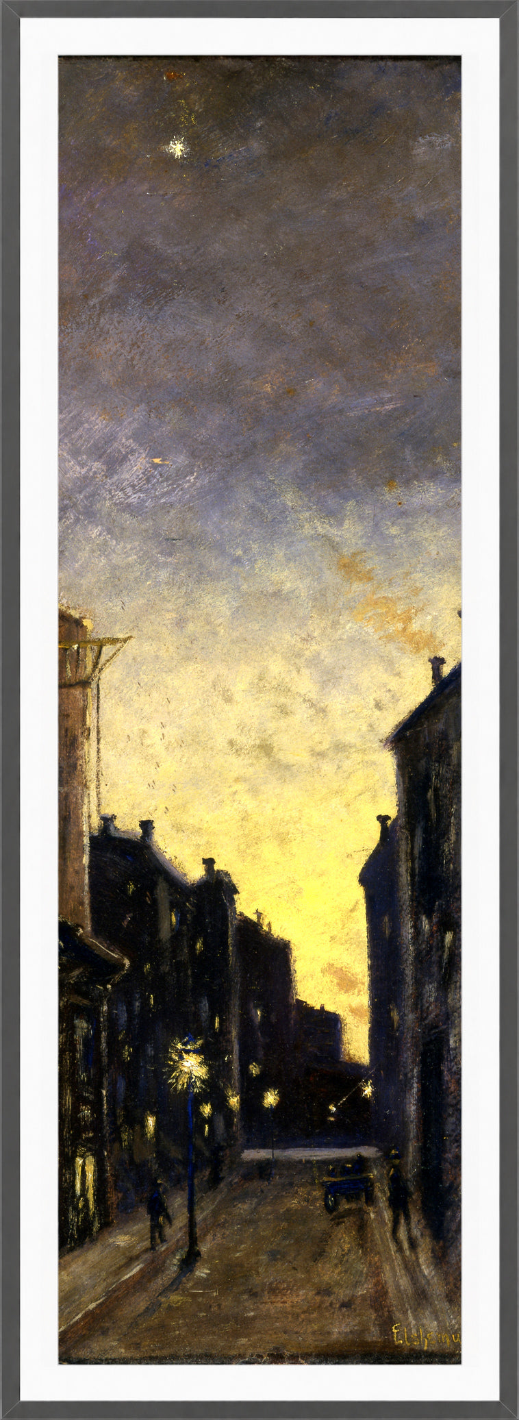 Louis Michel Eilshemius Print, Fifty-Seventh Street (1908) — dark grey frame