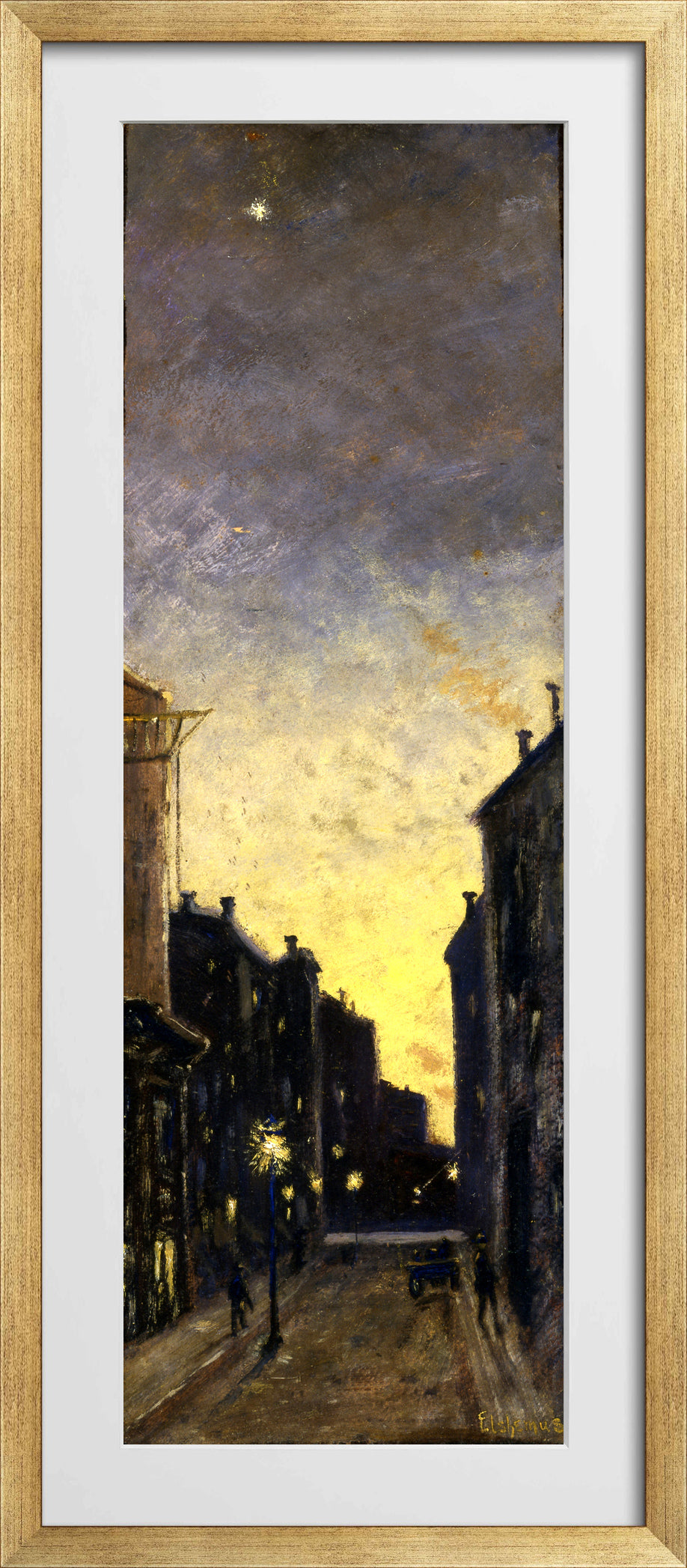 Louis Michel Eilshemius Print, Fifty-Seventh Street (1908) — gold frame