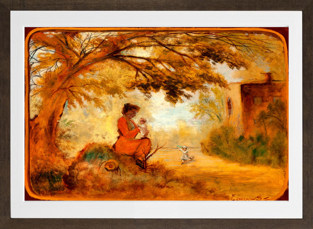 Louis Michel Eilshemius Print, Mother and Children (1917) — brown frame
