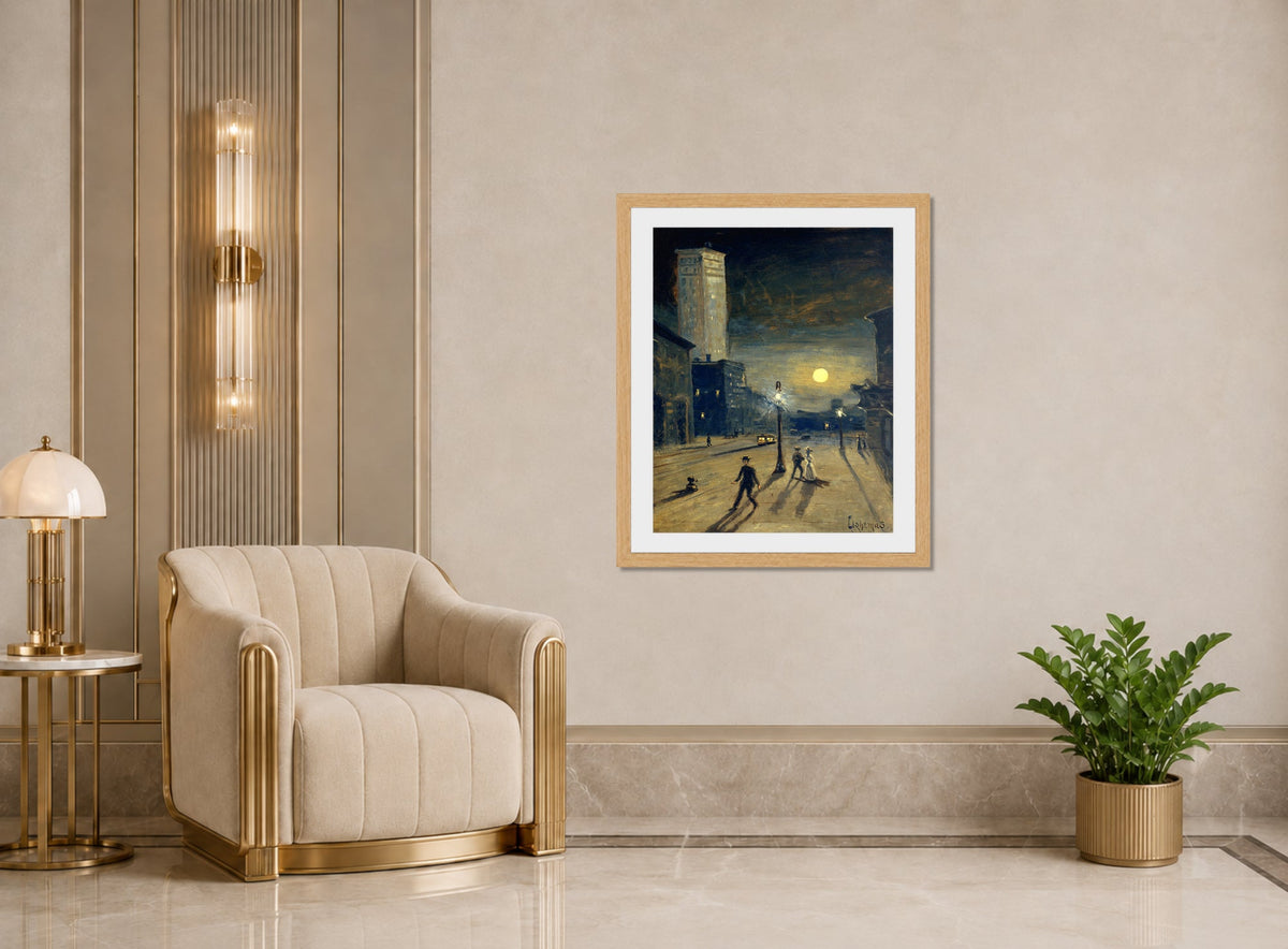 Louis Michel Eilshemius Print, New York at Night (circa 1910) — art deco roomset