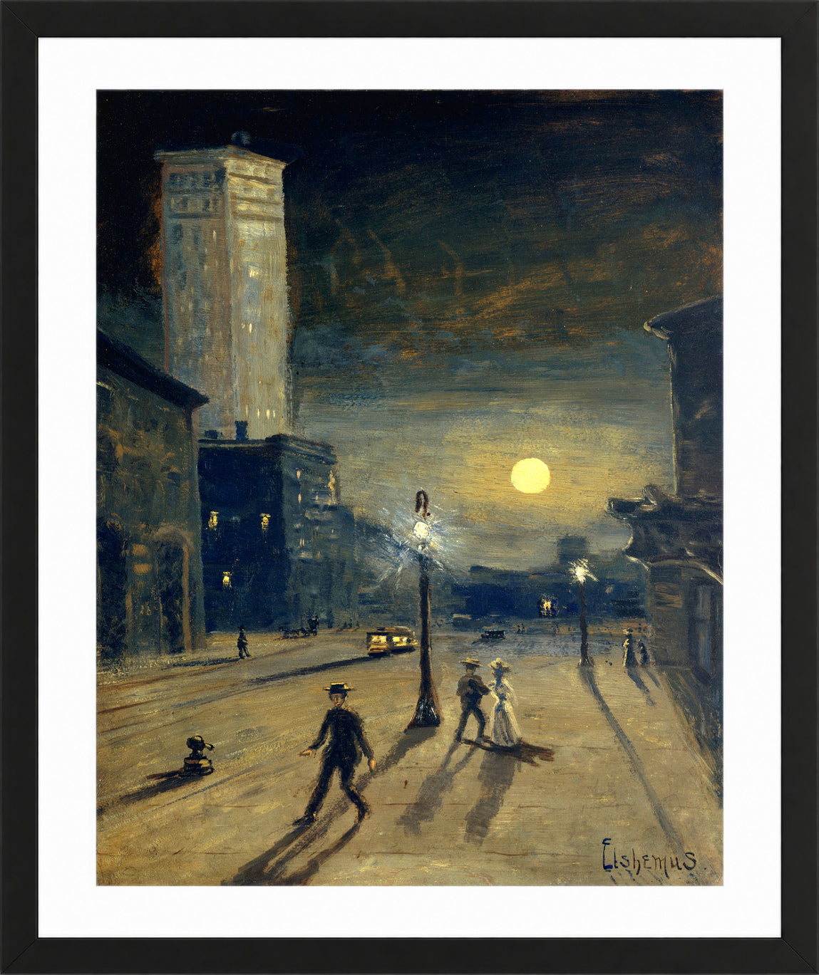 Louis Michel Eilshemius Print, New York at Night (circa 1910) — black frame
