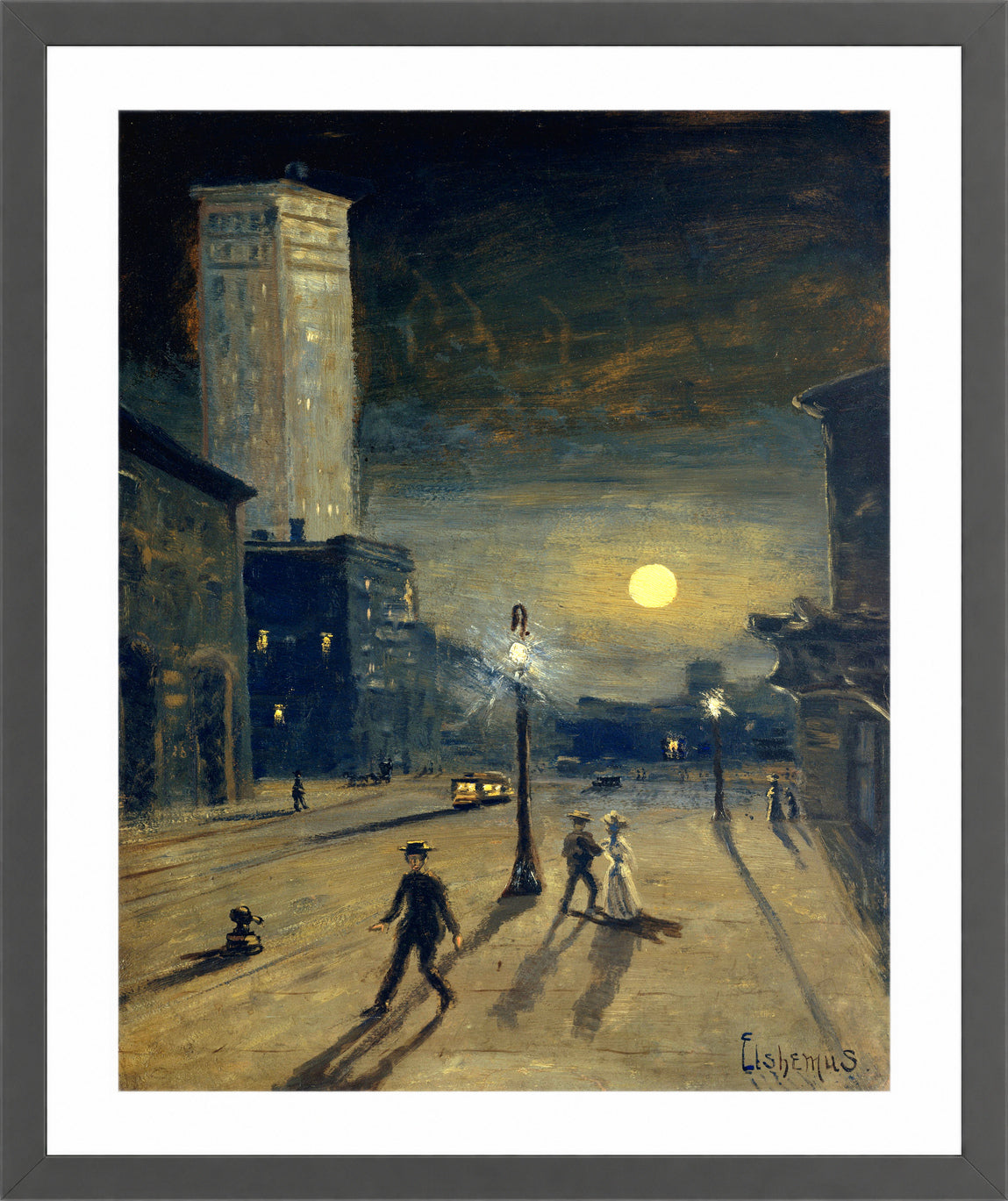 Louis Michel Eilshemius Print, New York at Night (circa 1910) — dark grey frame