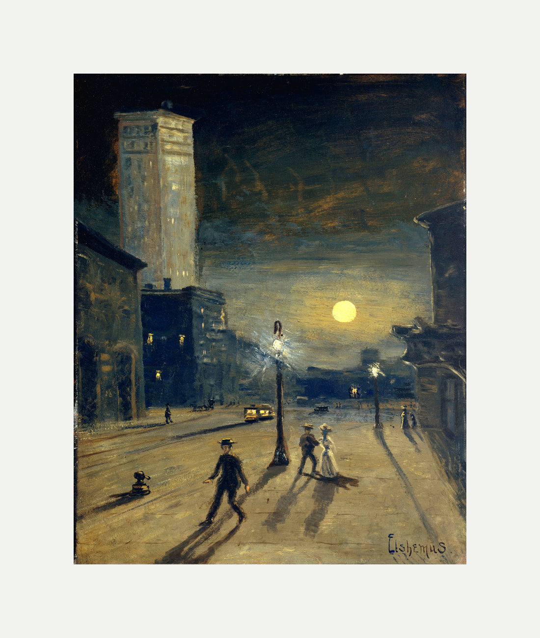 Louis Michel Eilshemius Print, New York at Night (circa 1910) — rolled canvas