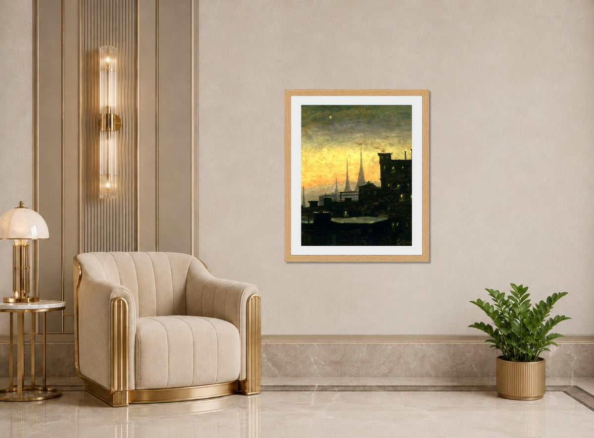 Louis Michel Eilshemius Print, New York Roof Tops — art deco roomset