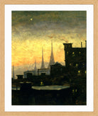 Louis Michel Eilshemius Print, New York Roof Tops — oak frame